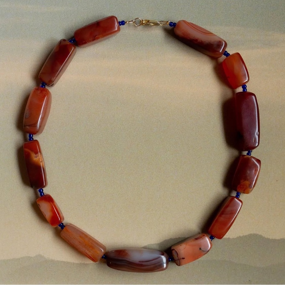 Carnelian & Glass Beads Necklace